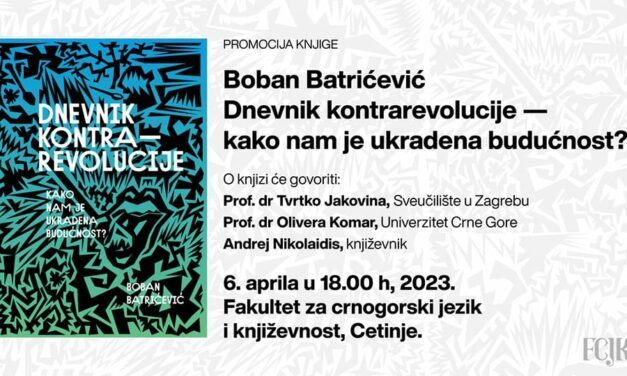 Promocija Batrićevićevog “Dnevnika kontrarevolucije” na Cetinju